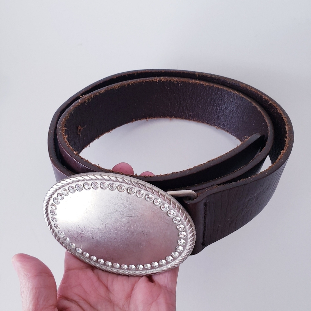 Vintage Abercrombie Fitch Brown Leather Belt - Picture 2 of 12